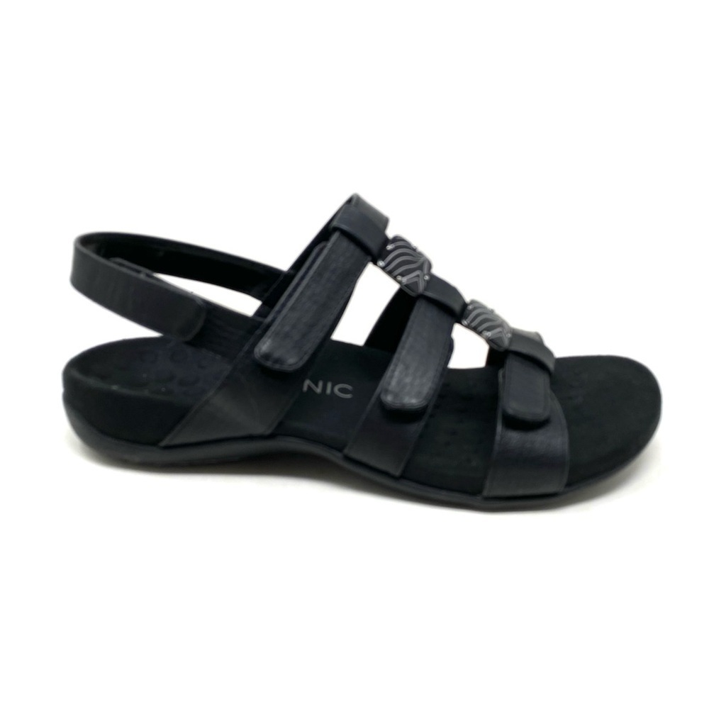 Vionic Amber Black Crocodile - Women's Adjustable Slide Sandal - Orthaheel WIDE